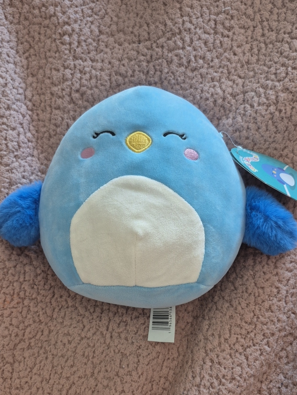 Blue Bird Plushie with Cream Belly